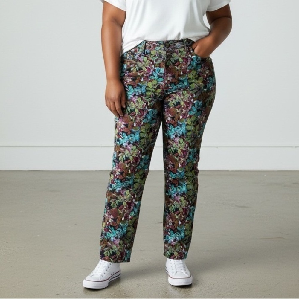 Maximalist‎ Vintage Floral Jeans Pants 16P Multi-Color Cotton Eclectic Artsy